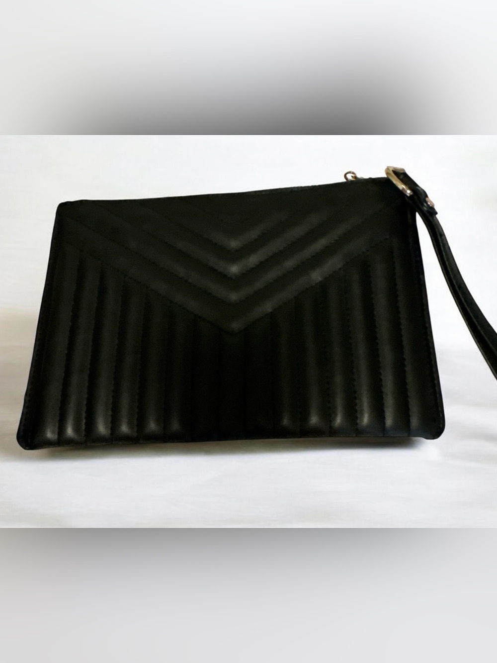 Quilted Black Chevron Clutch